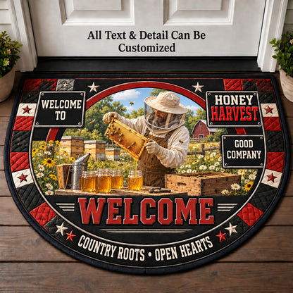 Honey Harvest Personalized Half Round Mat | 5To9Vibe
