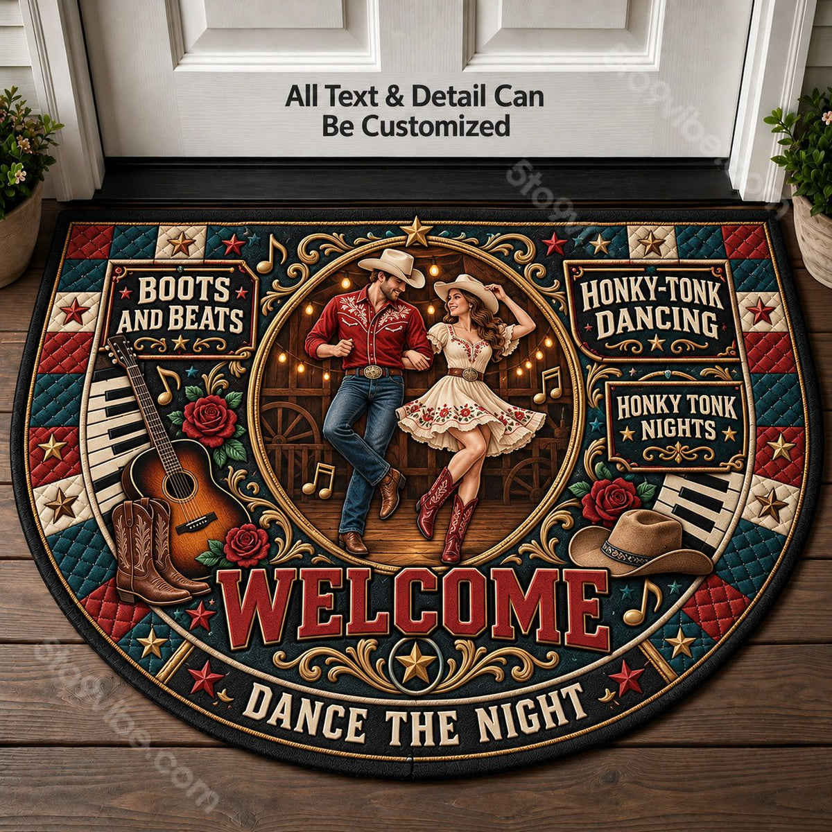 Honky Tonk Dancing Personalized Half Round Mat | 5To9Vibe