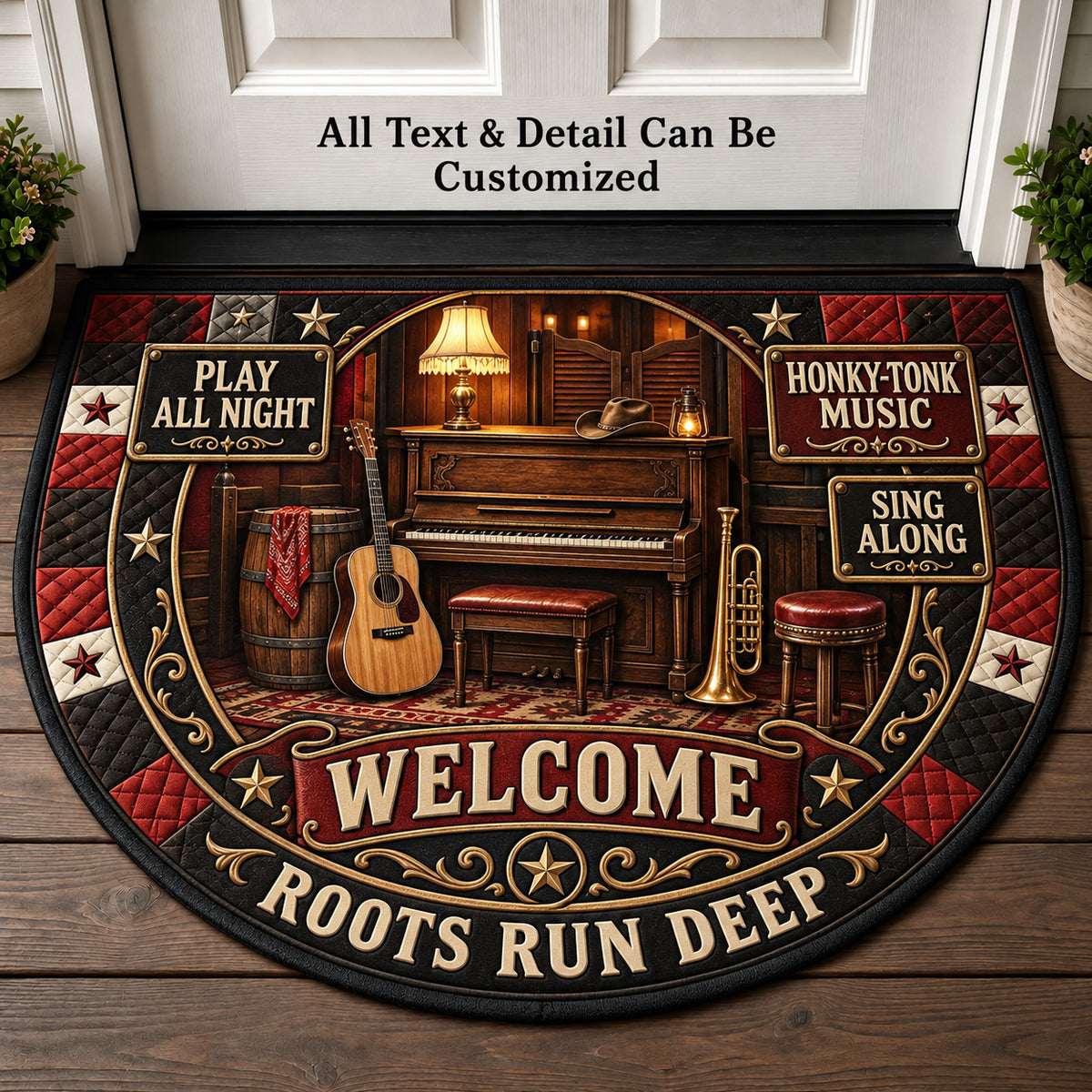 Honky-Tonk Music Personalized Half Round Mat | 5To9Vibe