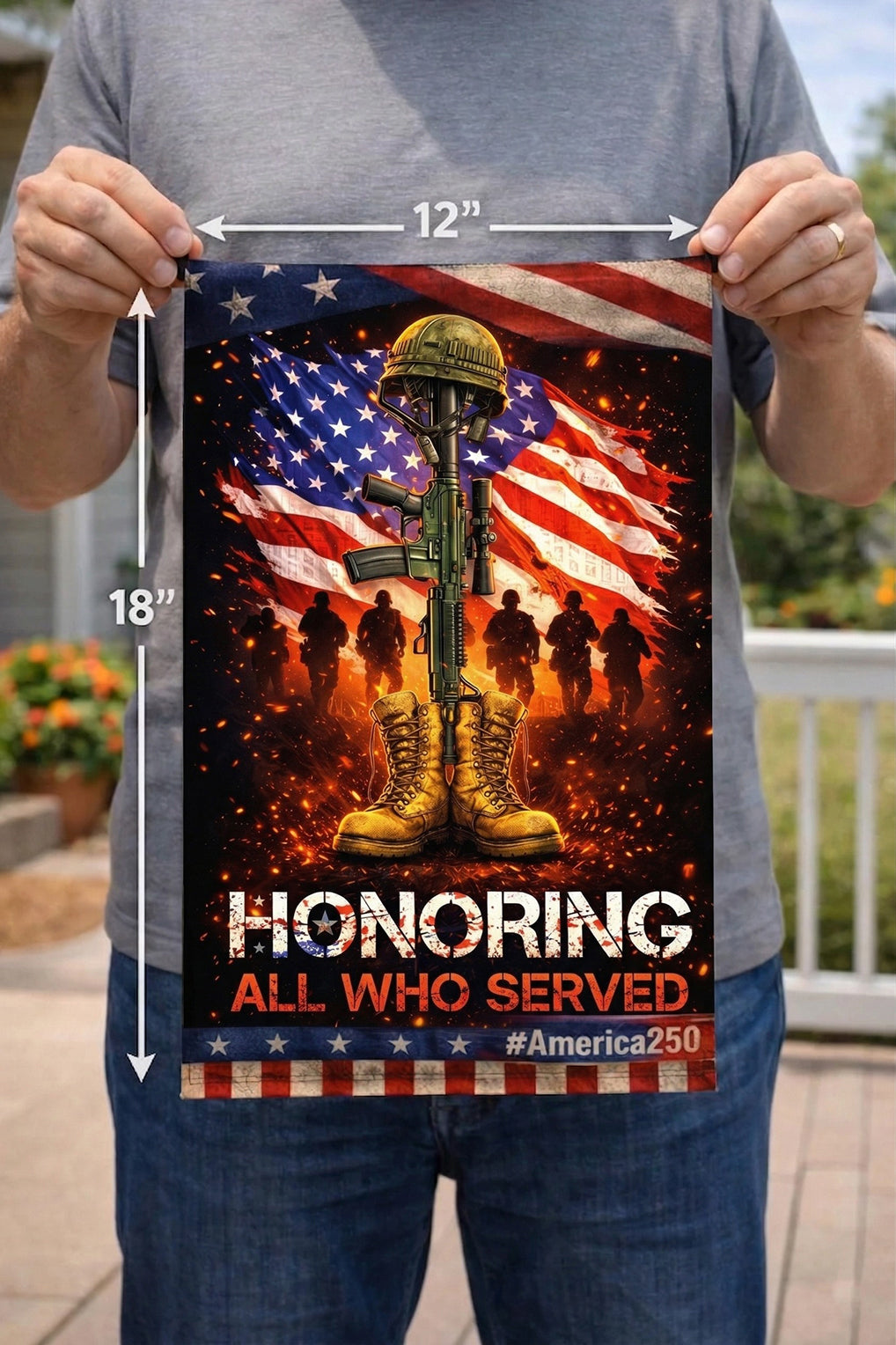 Veteran Honoring All Who Served Flag, American Veteran Memorial Day Garden Flag, Patriotic Military Soldier Tribute Decor, USA Army Gift