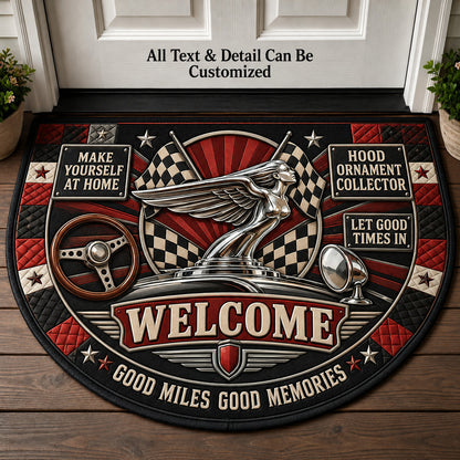 Hood Ornament Collector Personalized Half Round Mat | 5To9Vibe