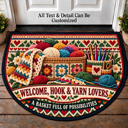 Basket Making - Hook and Yarn Lovers Personalized Half Round Mat | 5To9Vibe