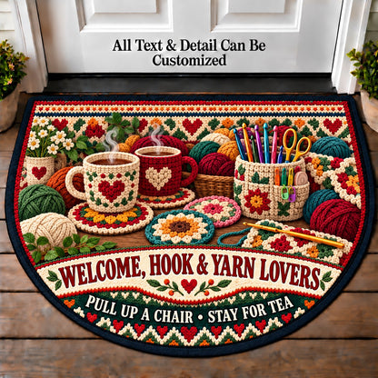 Coaster Set - Hook and Yarn Lovers Personalized Half Round Mat | 5To9Vibe