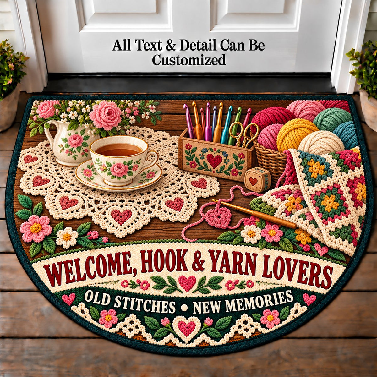 Heirloom Doily - Hook and Yarn Lovers Personalized Half Round Mat | 5To9Vibe