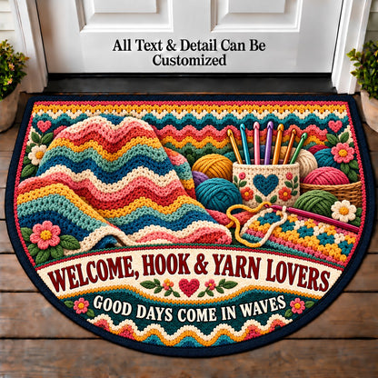 Ripple Blanket - Hook and Yarn Lovers Personalized Half Round Mat | 5To9Vibe