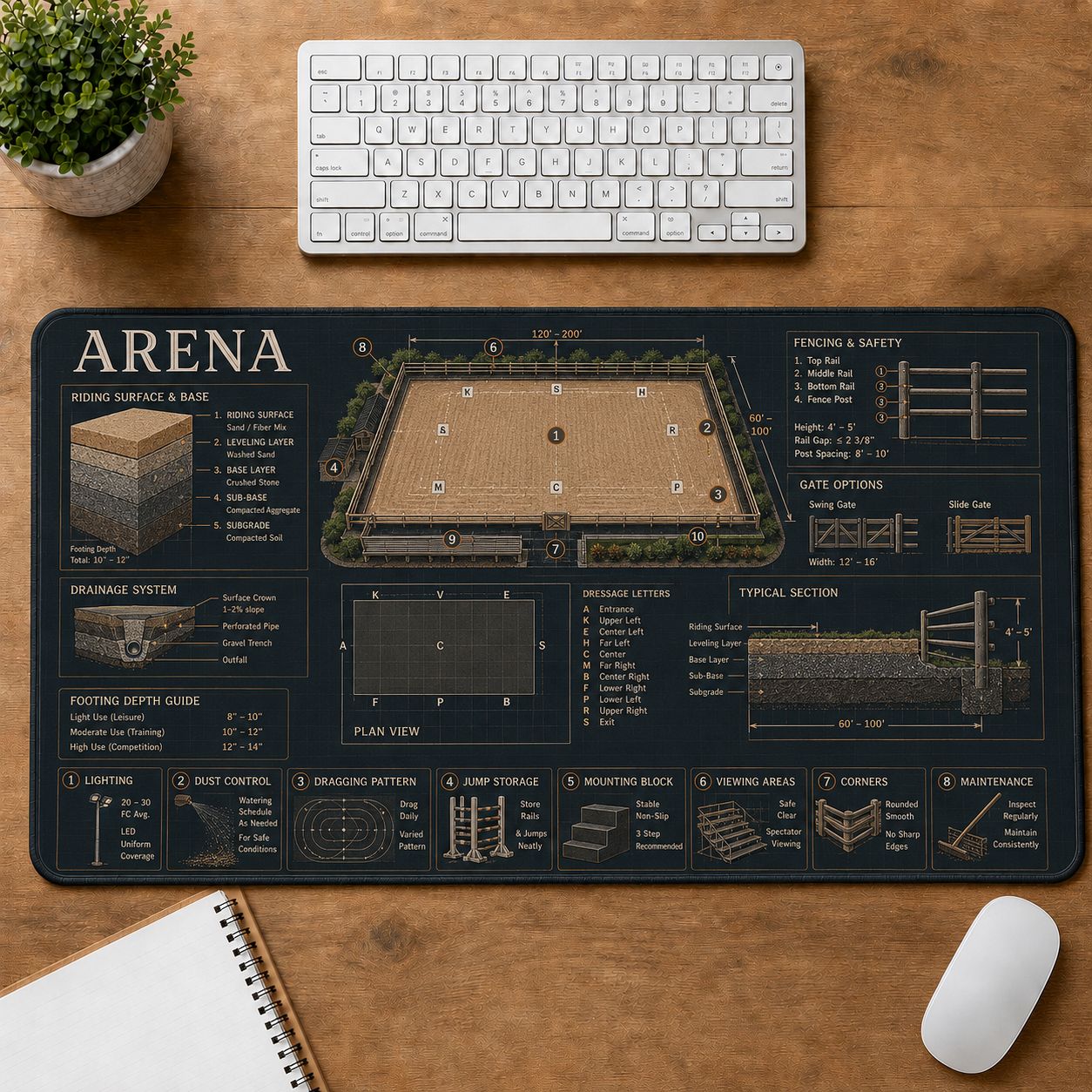 Horse Arena Horse and Equestrian Visual Guide Desk Mat | 5To9Vibe
