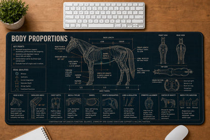 Horse Body Proportions Horse and Equestrian Visual Guide Desk Mat | 5To9Vibe