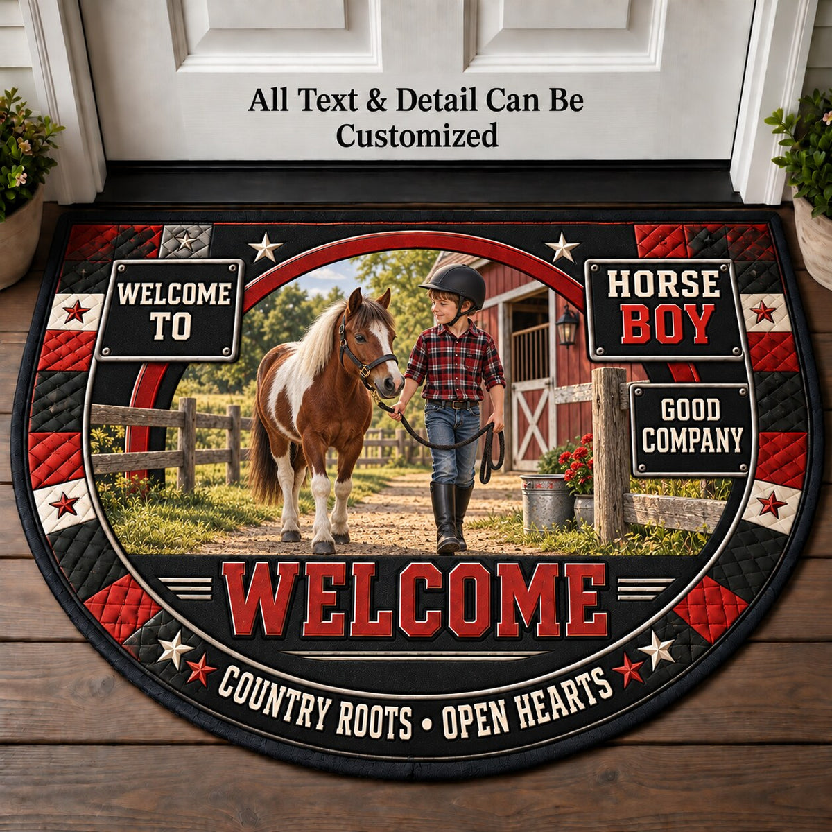 Horse Boy Personalized Half Round Mat | 5To9Vibe