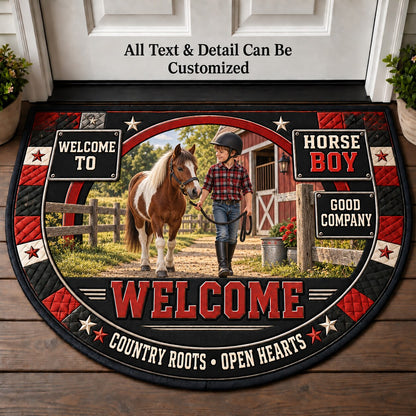 Horse Boy Personalized Half Round Mat | 5To9Vibe