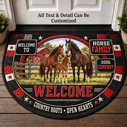 Horse Family Personalized Half Round Mat | 5To9Vibe