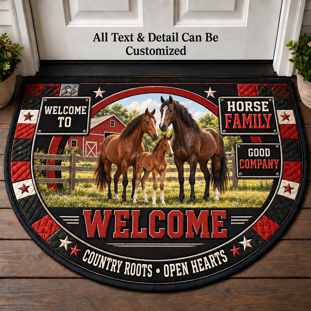 Horse Family Personalized Half Round Mat | 5To9Vibe