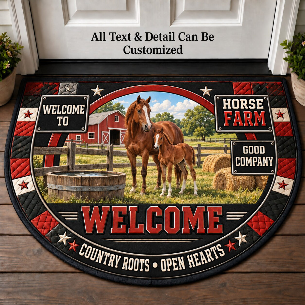 Horse Farm Personalized Half Round Mat | 5To9Vibe