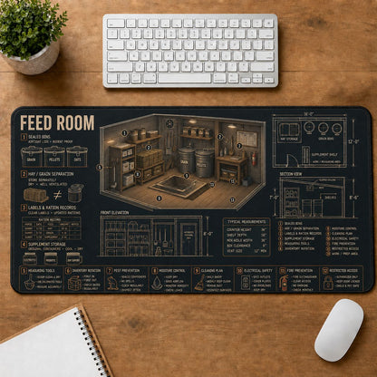 Horse Feed Room Horse and Equestrian Visual Guide Desk Mat | 5To9Vibe