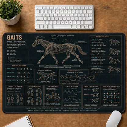 Horse Gaits Horse and Equestrian Visual Guide Desk Mat | 5To9Vibe