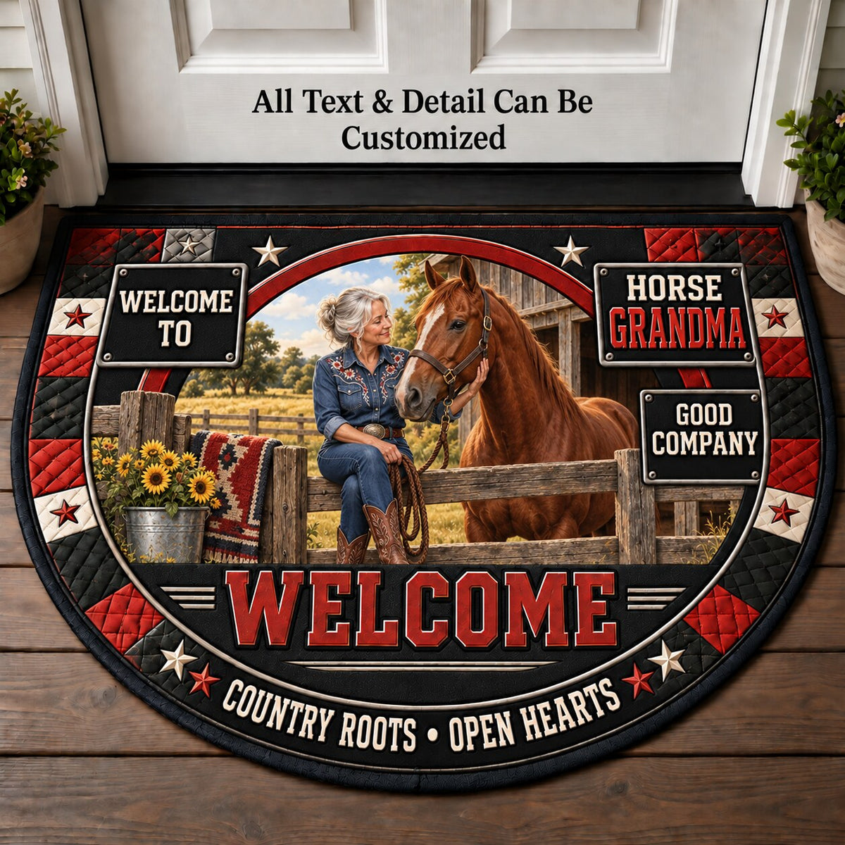 Horse Grandma Personalized Half Round Mat | 5To9Vibe