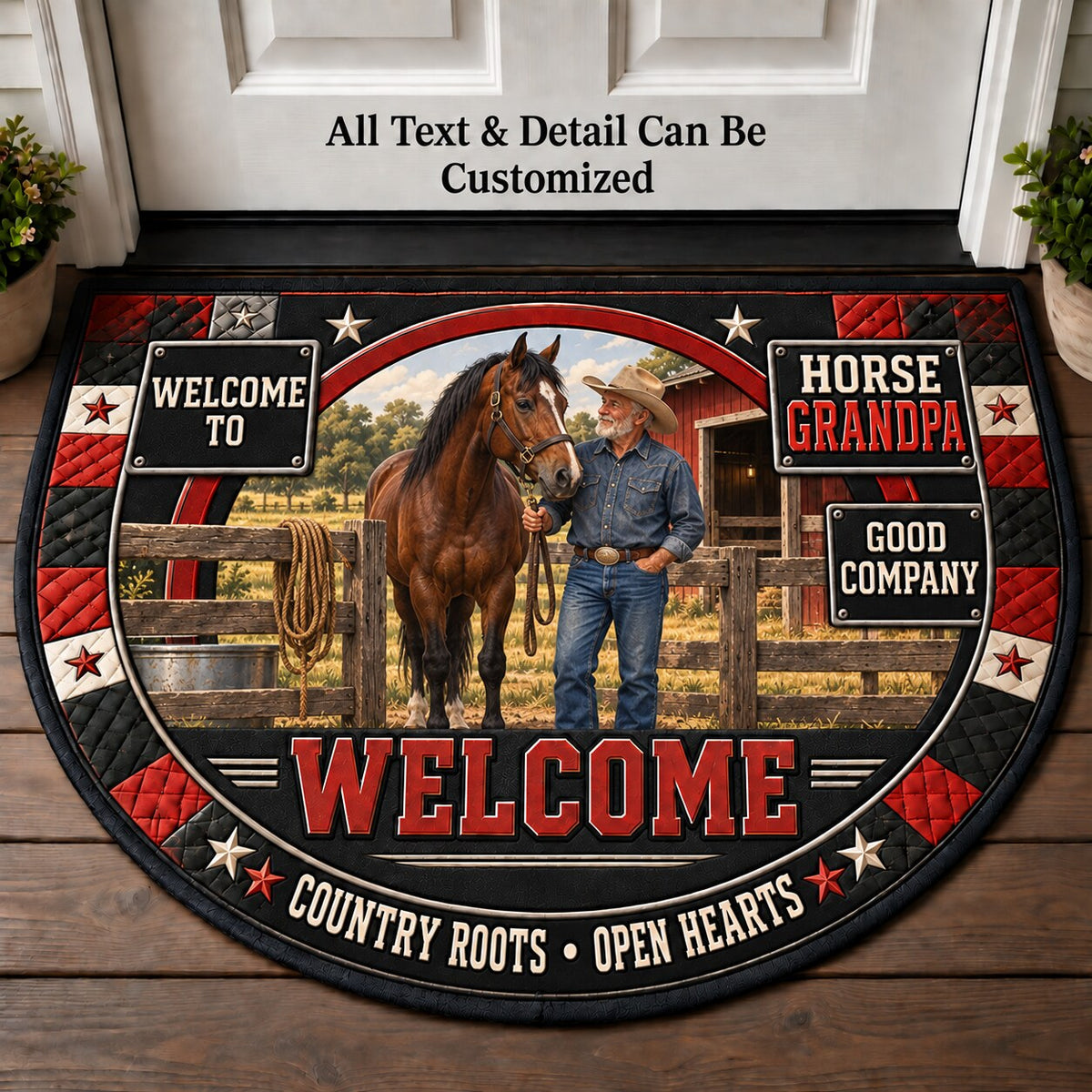 Horse Grandpa Personalized Half Round Mat | 5To9Vibe