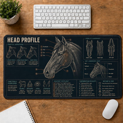 Horse Head Profile Horse and Equestrian Visual Guide Desk Mat | 5To9Vibe