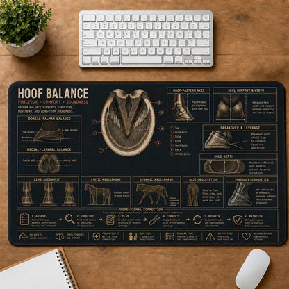 Horse Hoof Balance Horse and Equestrian Visual Guide Desk Mat | 5To9Vibe