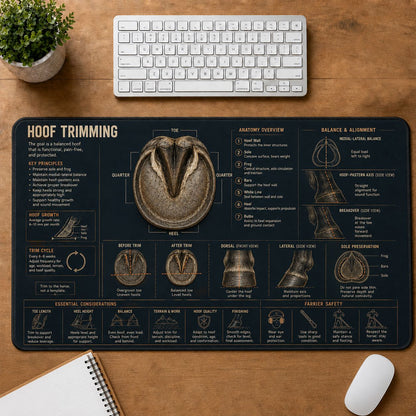 Horse Hoof Trimming Horse and Equestrian Visual Guide Desk Mat | 5To9Vibe