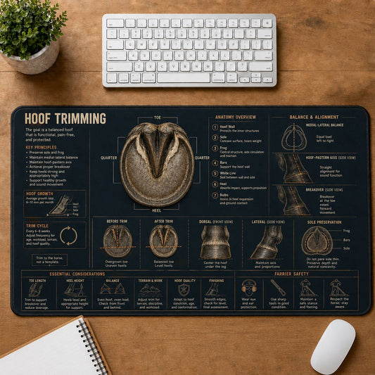 Horse Hoof Trimming Horse and Equestrian Visual Guide Desk Mat | 5To9Vibe