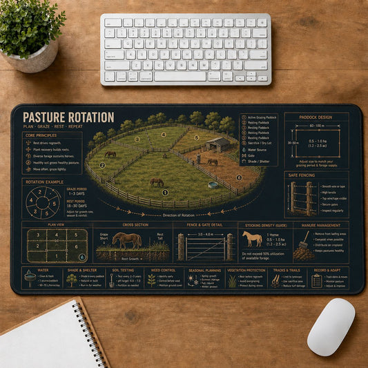 Horse Pasture Rotation Horse and Equestrian Visual Guide Desk Mat | 5To9Vibe
