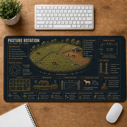 Horse Pasture Rotation Horse and Equestrian Visual Guide Desk Mat | 5To9Vibe