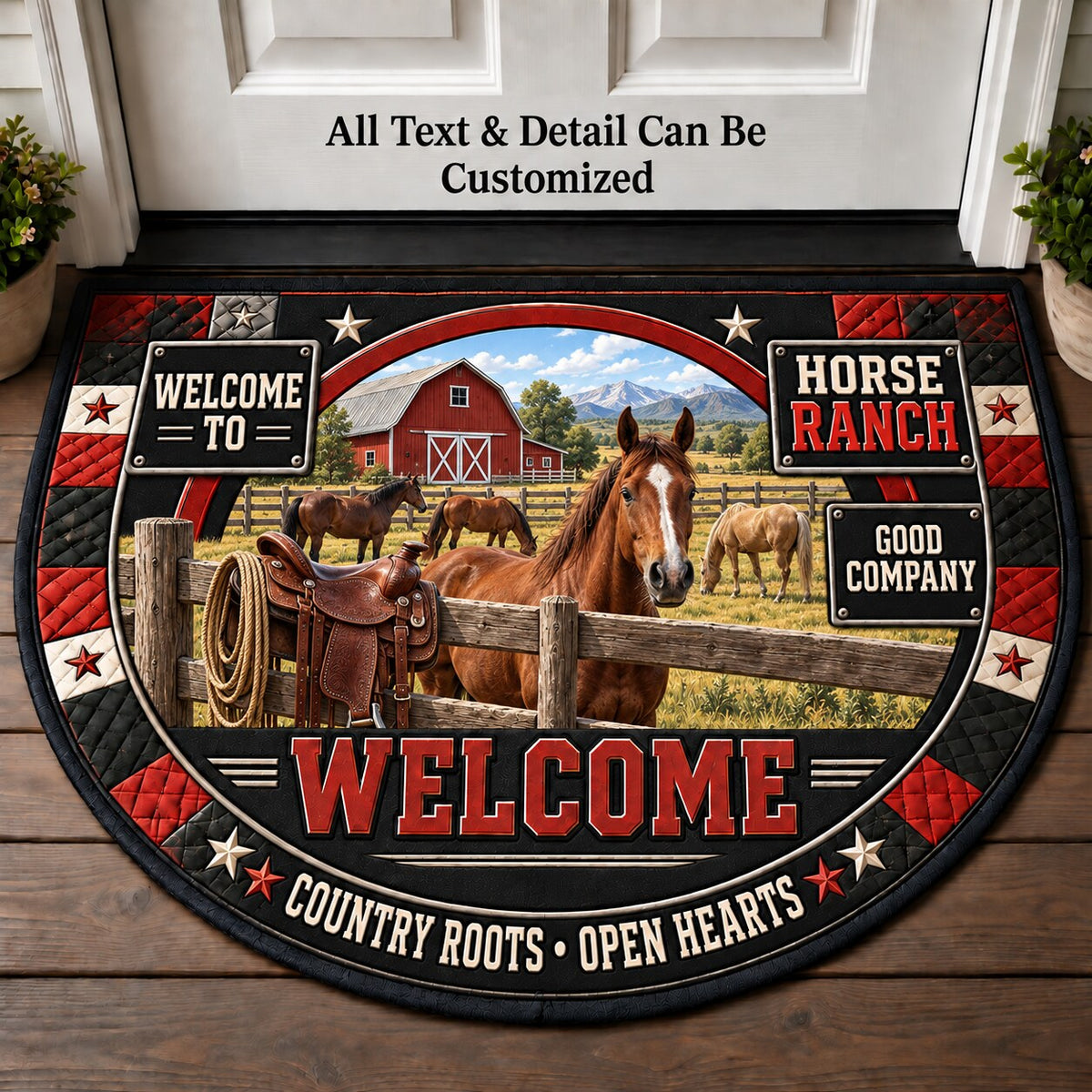 Horse Ranch Personalized Half Round Mat | 5To9Vibe