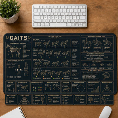 Horse Riding Gaits Pet Training and Riding Guide Desk Mat | 5To9Vibe