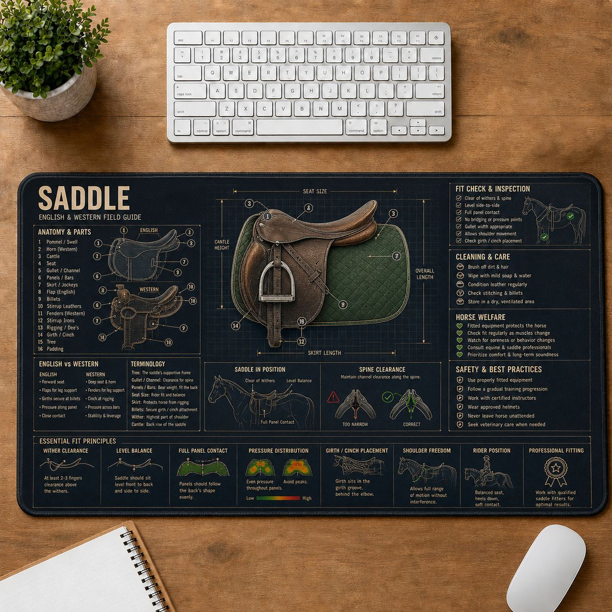 Horse Riding Saddle Pet Training and Riding Guide Desk Mat | 5To9Vibe