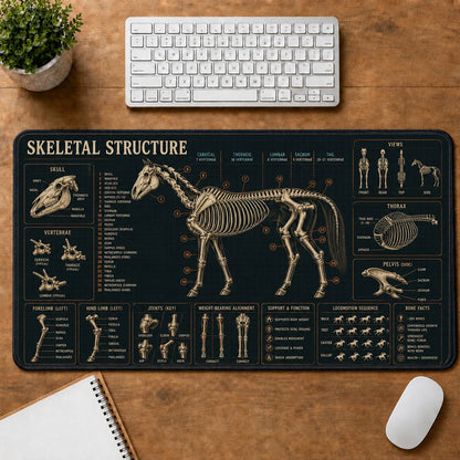 Horse Skeletal Structure Horse and Equestrian Visual Guide Desk Mat | 5To9Vibe