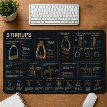 Horse Stirrups Horse and Equestrian Visual Guide Desk Mat | 5To9Vibe