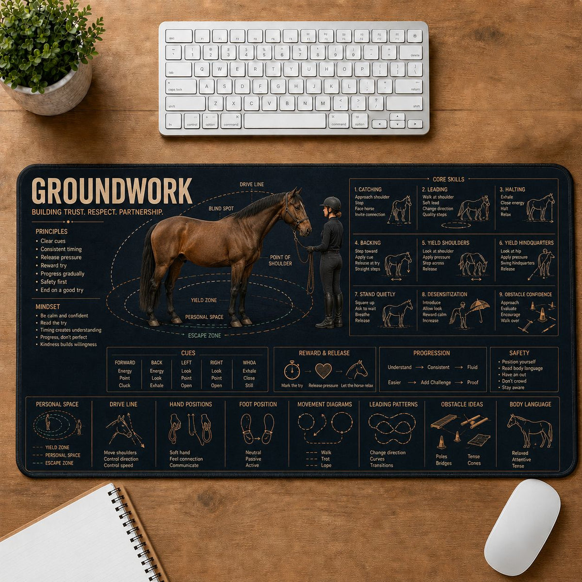 Horse Training Groundwork Horse and Equestrian Visual Guide Desk Mat | 5To9Vibe