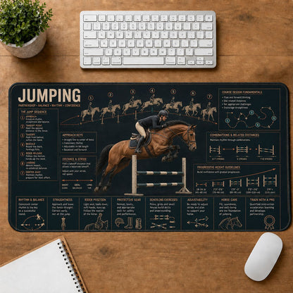 Horse Training Jumping Horse and Equestrian Visual Guide Desk Mat | 5To9Vibe