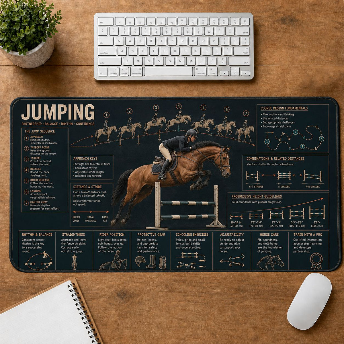 Horse Training Jumping Horse and Equestrian Visual Guide Desk Mat | 5To9Vibe