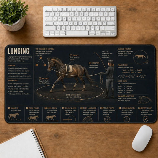 Horse Training Lunging Horse and Equestrian Visual Guide Desk Mat | 5To9Vibe