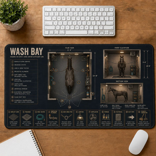 Horse Wash Bay Horse and Equestrian Visual Guide Desk Mat | 5To9Vibe