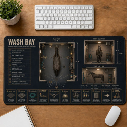 Horse Wash Bay Horse and Equestrian Visual Guide Desk Mat | 5To9Vibe