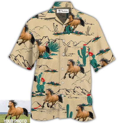 Hawaiian Shirt / Adults / S Horse Desert Custom Photo - Hawaiian shirt 