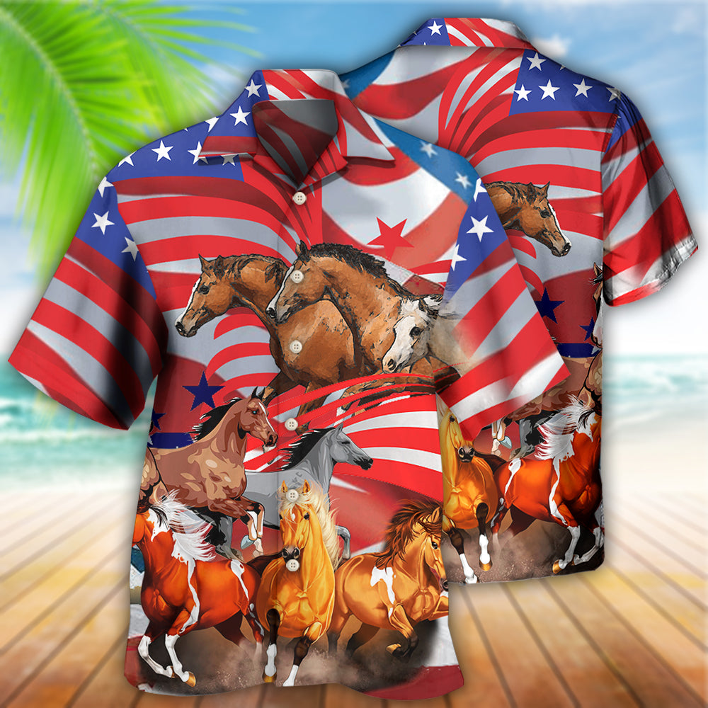Horse Independence Day America - Hawaiian Shirt 