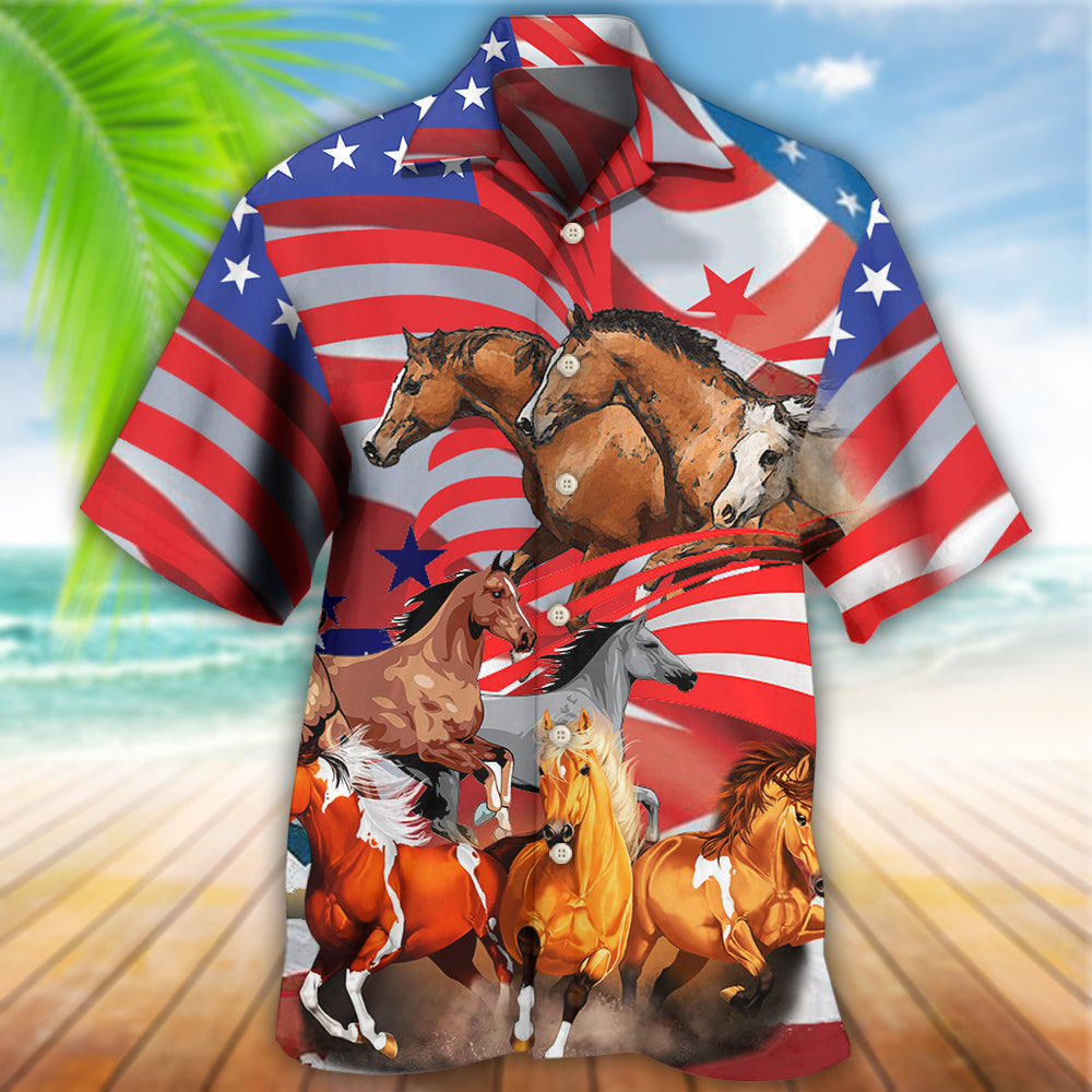 Horse Independence Day America - Hawaiian Shirt 
