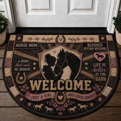 Western Horse Lover Quilted Print Premium Welcome Mat – Personalized Doormat