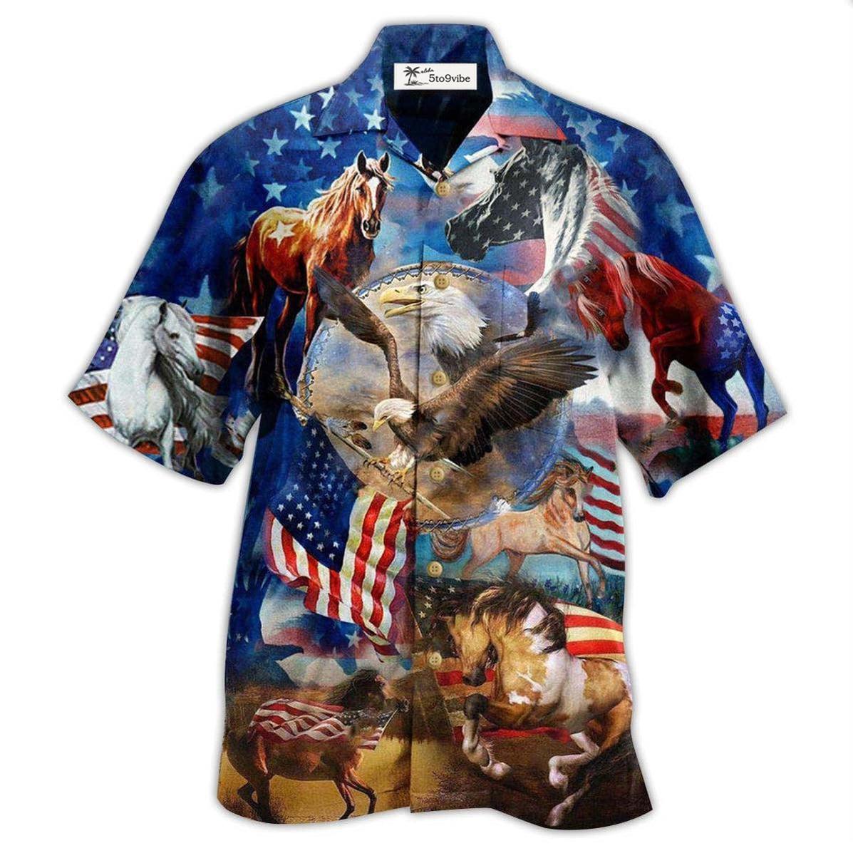 Hawaiian Shirt / Adults / S America Horse Patriotic America - Hawaiian Shirt 