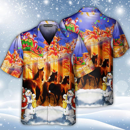 Christmas Santa Claus Horse Merry Christmas - Hawaiian Shirt 