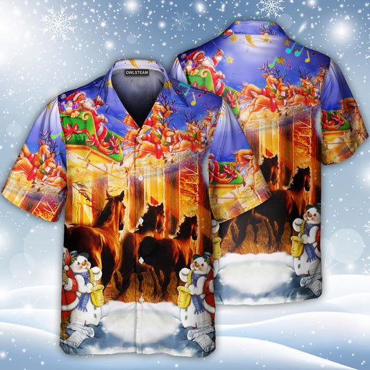 Christmas Santa Claus Horse Merry Christmas - Hawaiian Shirt 