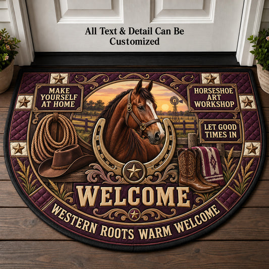 Horseshoe Art Workshop Personalized Half Round Mat | 5To9Vibe