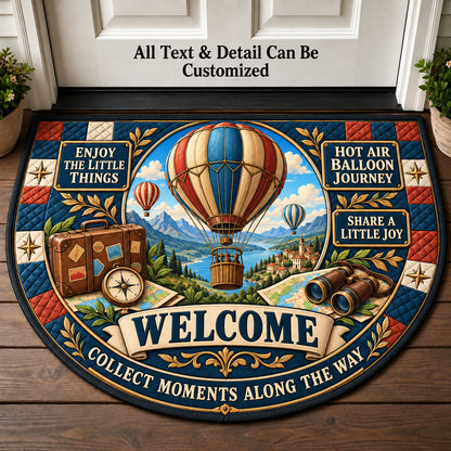Hot Air Balloon Journey Personalized Half Round Mat | 5To9Vibe