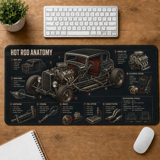 Hot Rod Anatomy Hot Rod Technical Guide Desk Mat | 5To9Vibe