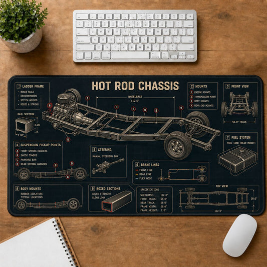 Hot Rod Chassis Hot Rod Technical Guide Desk Mat | 5To9Vibe