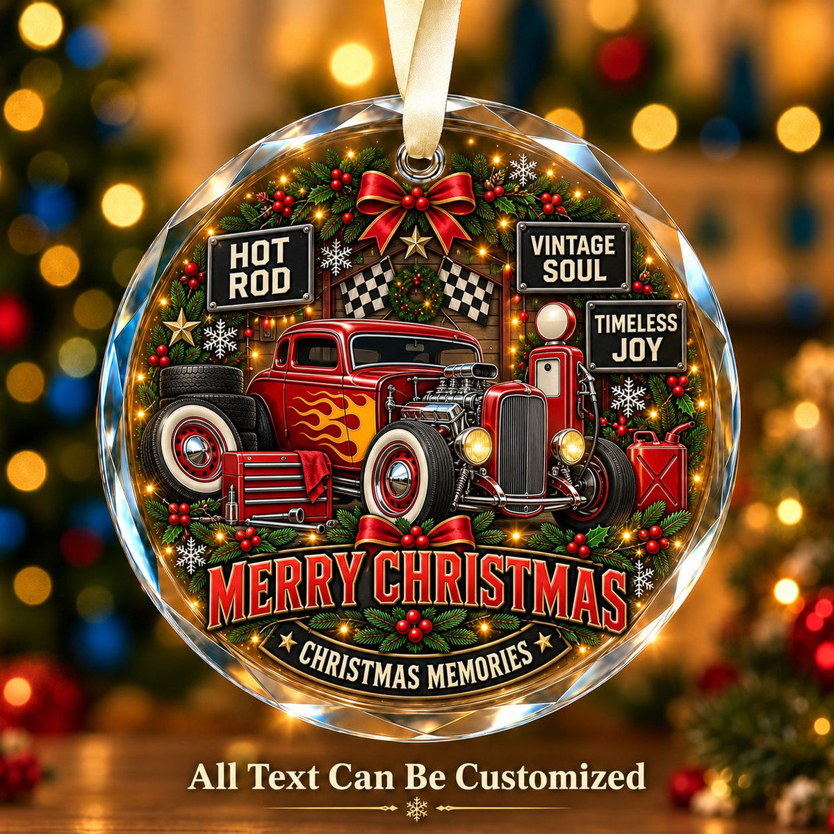 Hot Rod Personalized Glass Ornament | 5To9Vibe