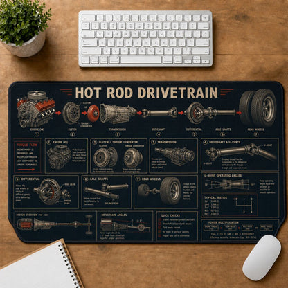 Hot Rod Drivetrain Hot Rod Technical Guide Desk Mat | 5To9Vibe